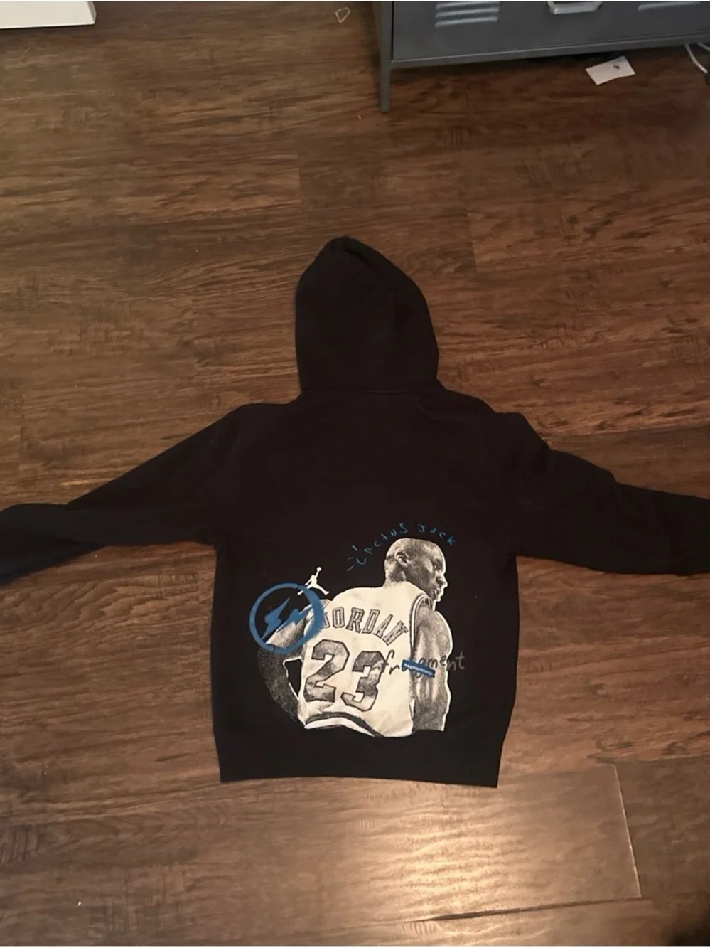 Jordan Black Hoodie with Blue & White Cactus Jack Logo